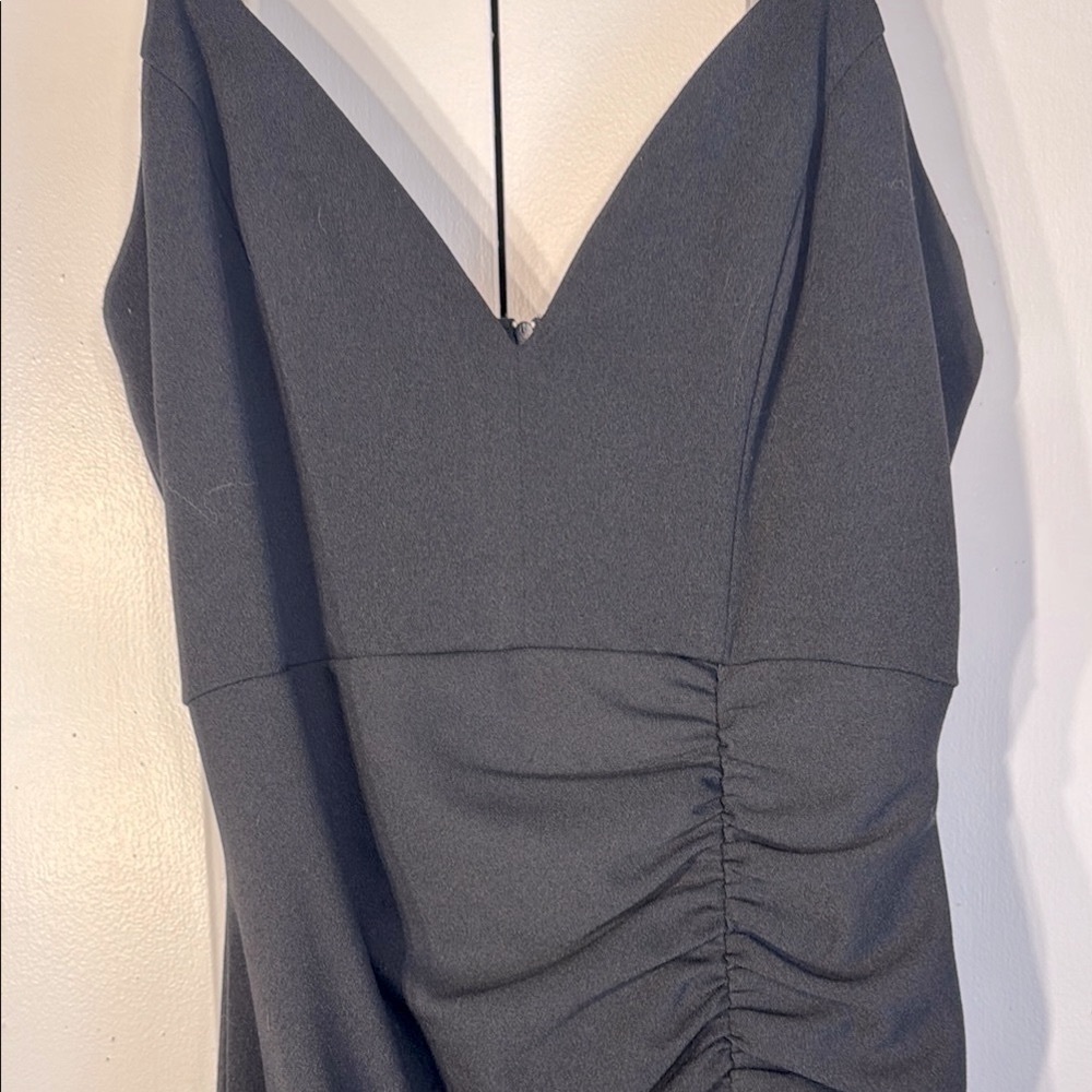 EUC Emerald Sundae Black Ruched Midi Cocktail Dress - Picture 6 of 11